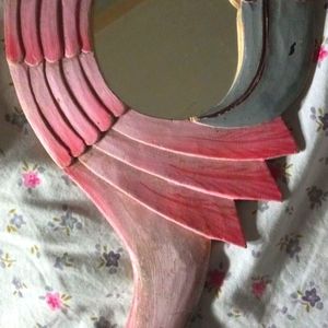 Handmade flamingo hand mirror